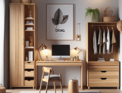 Promo meja kerja dan lemari pakaian jati Blora Sleman model modern gratis ongkir