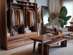 Diskon lemari pakaian dan meja makan kayu jati Blora Klaten desain modern harga ekonomis