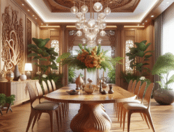 Toko meja makan kayu jati Blora Garut desain elegan
