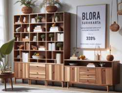 Promo rak buku dan bufet jati Blora Surakarta model modern gratis ongkir