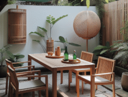 Beli kursi teras dan meja makan kayu jati Blora Palembang desain minimalis gratis ongkir