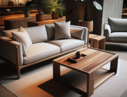 Jual sofa dan meja tamu jati Blora Malang desain modern harga terjangkau