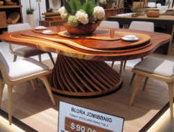 Diskon meja makan kayu jati Blora Jombang desain modern harga ekonomis