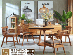 Promo kursi makan dan meja kerja jati Blora Malang model modern gratis ongkir