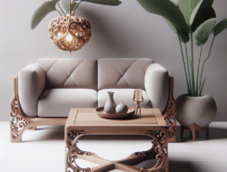 Meja sofa kayu jati Blora Yogyakarta desain minimalis dan elegan