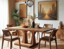 Promo meja makan kayu jati Blora Magelang model modern gratis ongkir